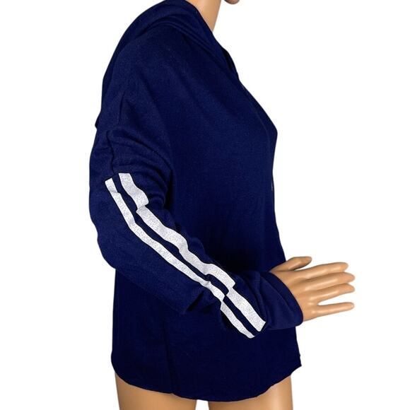 Revolve Michael Lauren Sullivan Hoodie Blue White Sleeve Stripes Size M NWT - Picture 2 of 10